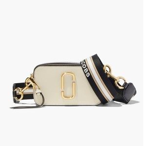 Authentic Marc Jacobs Snapshot crossbody bag in black and beige.
